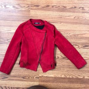 Red suede moto jacket